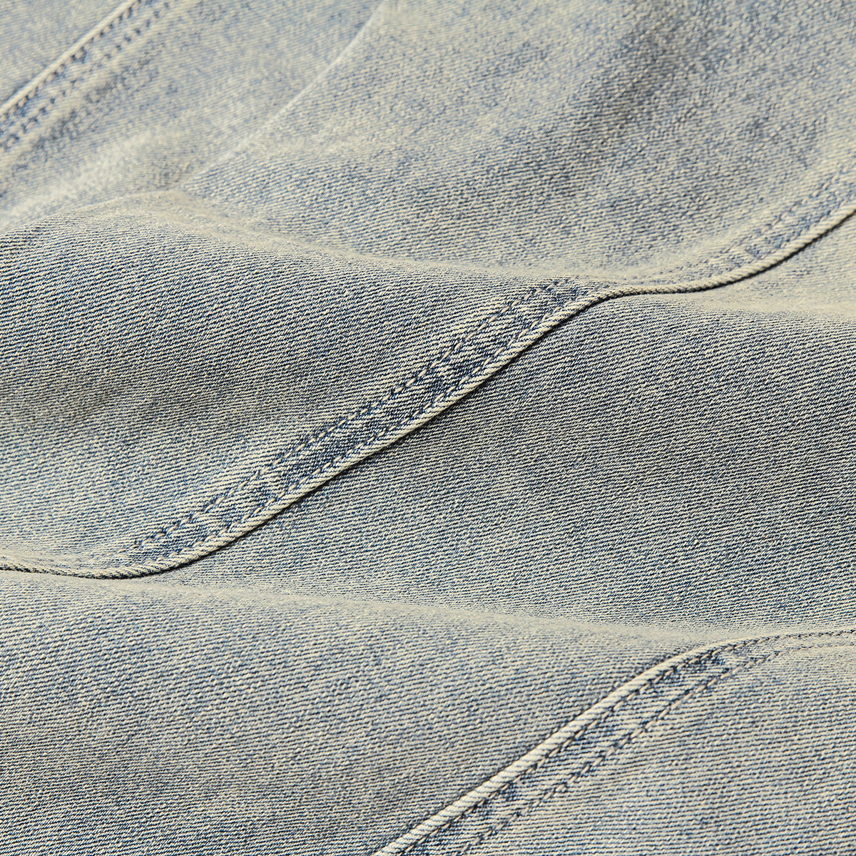 Muddy-Wash Faded Panel-Stitch Jeans