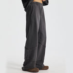 Washed Distressed Fabric Patchwork Vintage Pants