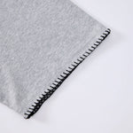 Oversized Minimal Tee Raw Edge Contrast Stitching