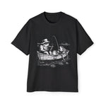 Frogs Reading On Bamboo Raft Graphic Tee-INNBLAC Fashion Apparel