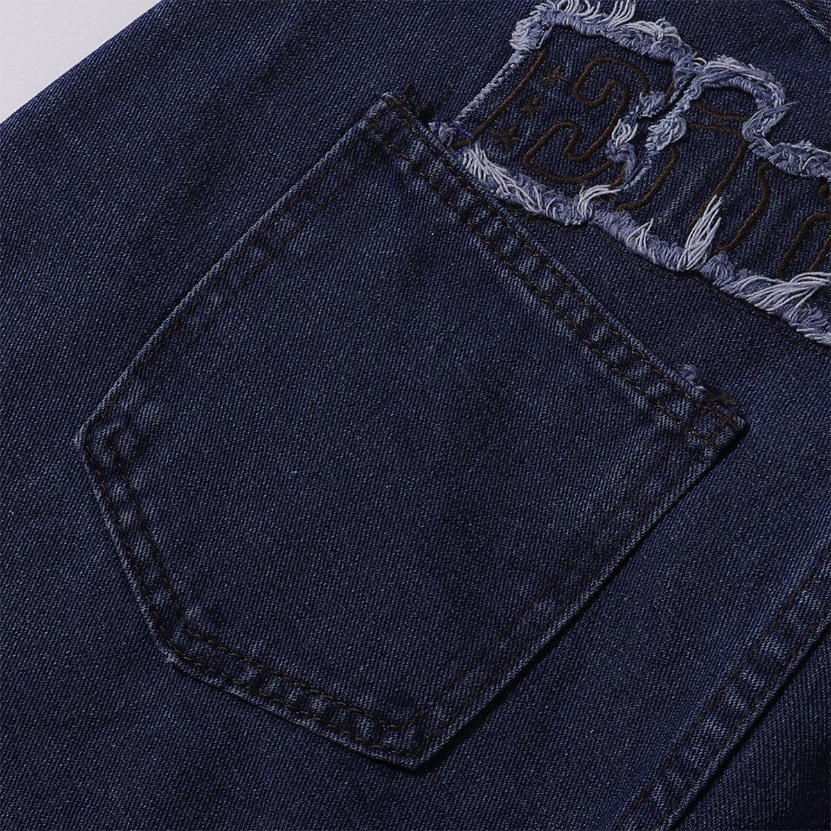 Vintage Style Embroidered Washed Wide Leg Pants