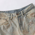 Muddy Wash Panel Stitching Barrel-Leg Jeans