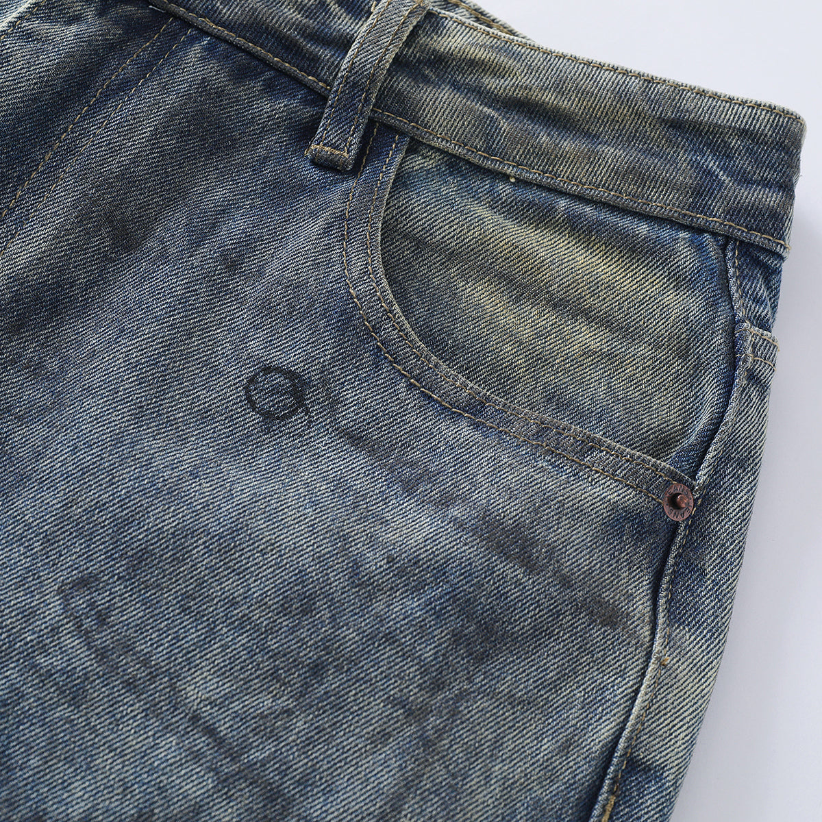 Vintage Washed Ripped Wide-Leg Jeans