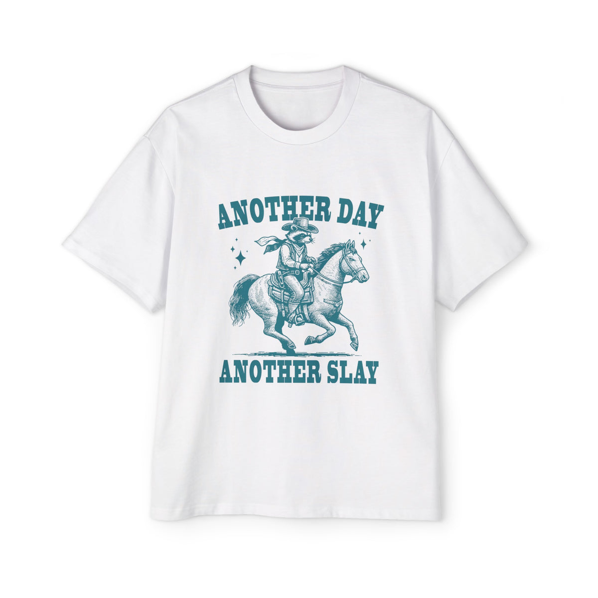 Raccoon Cowboy Western Riding Horse Graphic Tee-INNBLAC Fashion Apparel