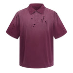 Retro Distressed Cotton Vintage Wash Polo T-Shirt