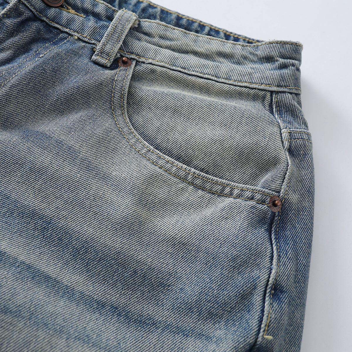 Vintage Wash Straight Leg Denim Bermuda Shorts