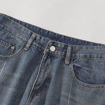 Wide Leg Pinstripe Detail Denim Jeans