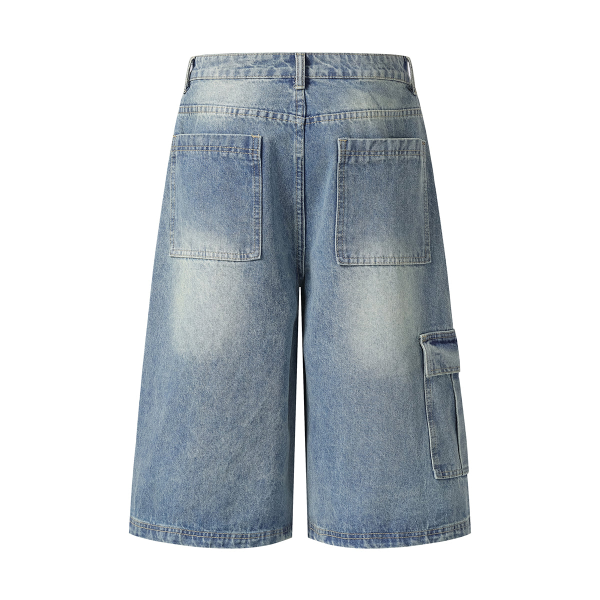 Multi-Pocket Cargo Denim Bermuda Shorts