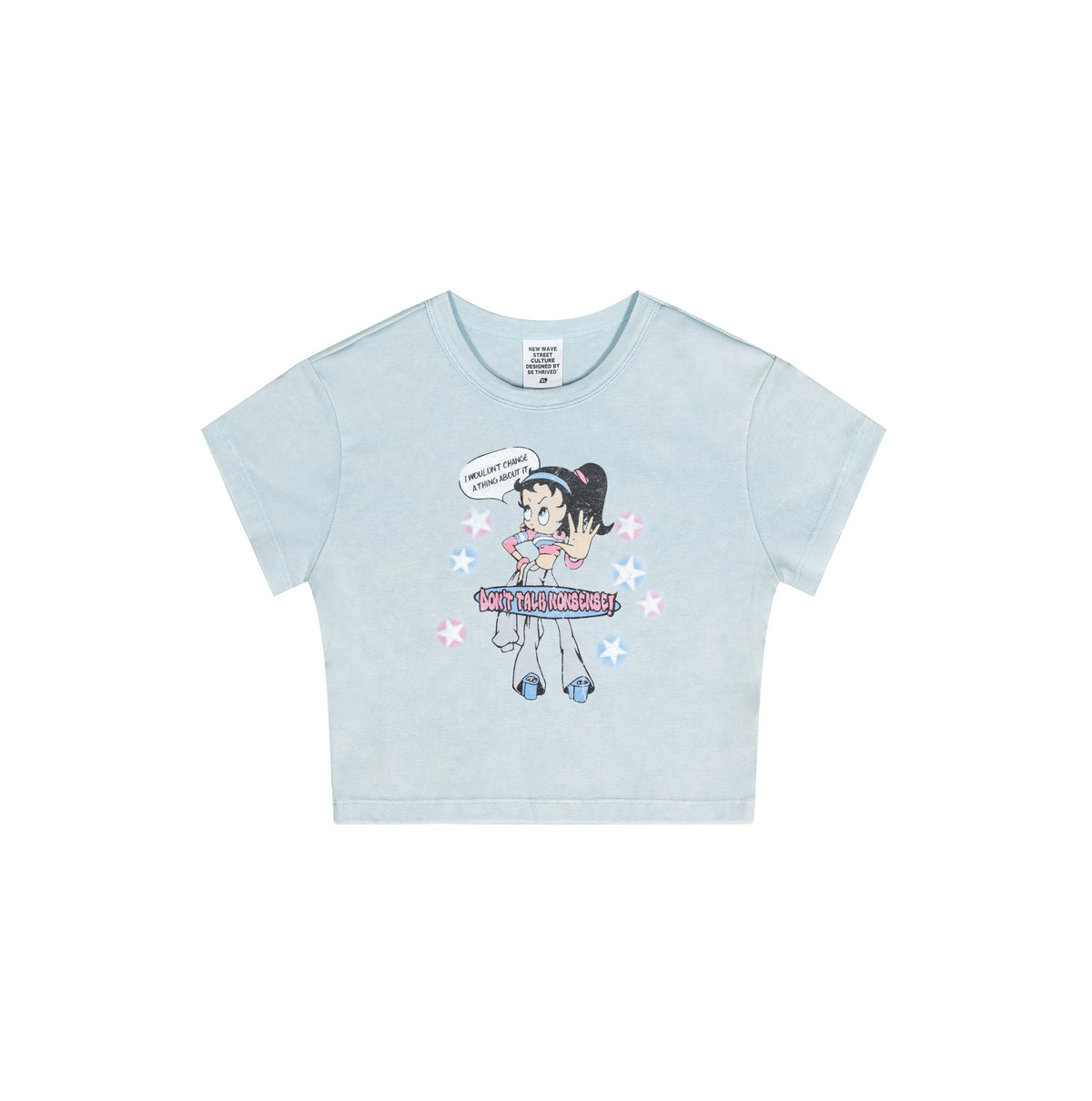 Cap Sleeves Graphic Crop Top-INNBLAC Fashion Apparel