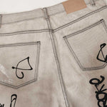 Graffiti Print Washed Wide-Leg Jeans