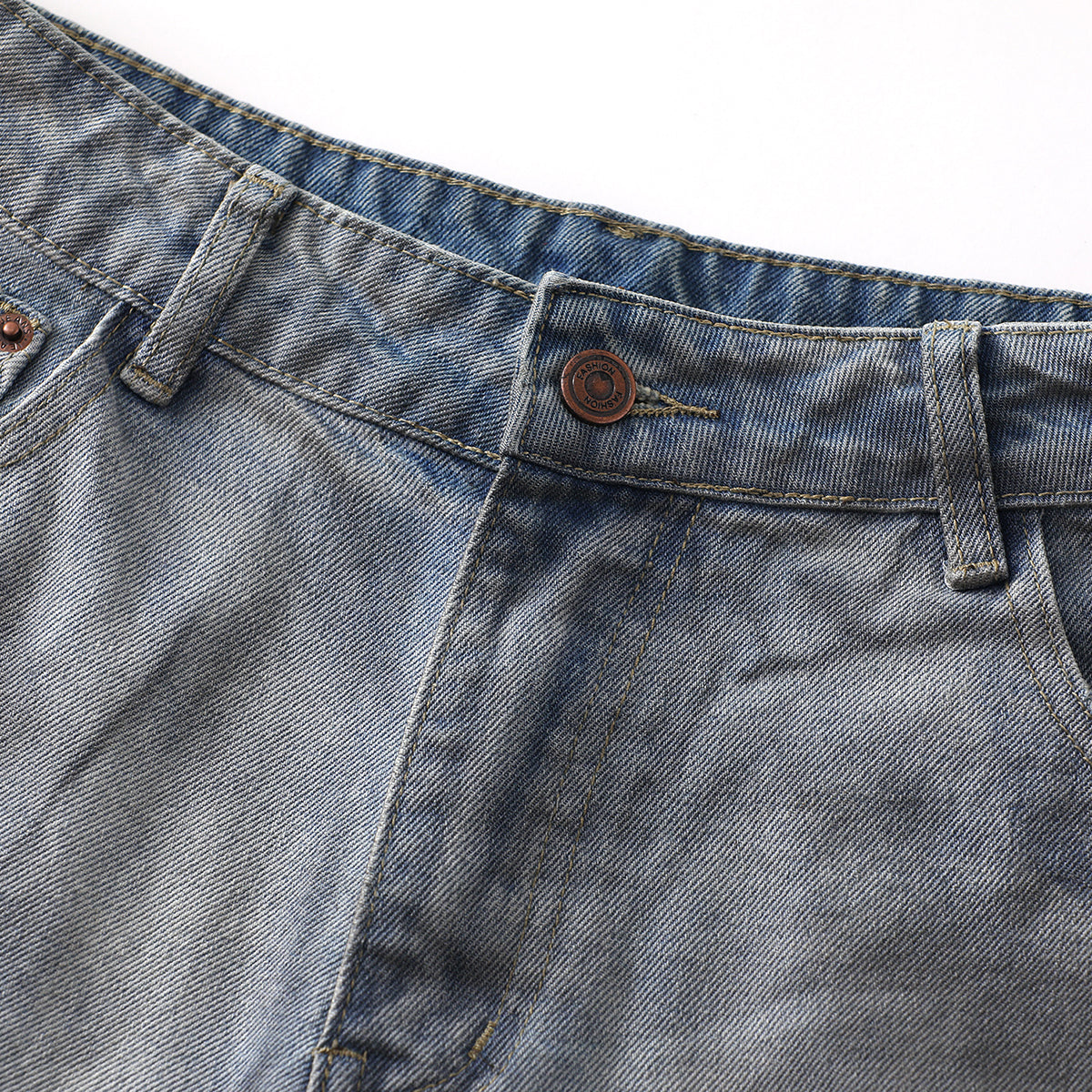 Vintage Faded Ripped Denim Pants