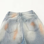 Rust-Dyed Ripped Bermuda Shorts
