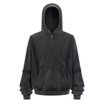 Distressed Vintage Wash Zip Up Hoodie