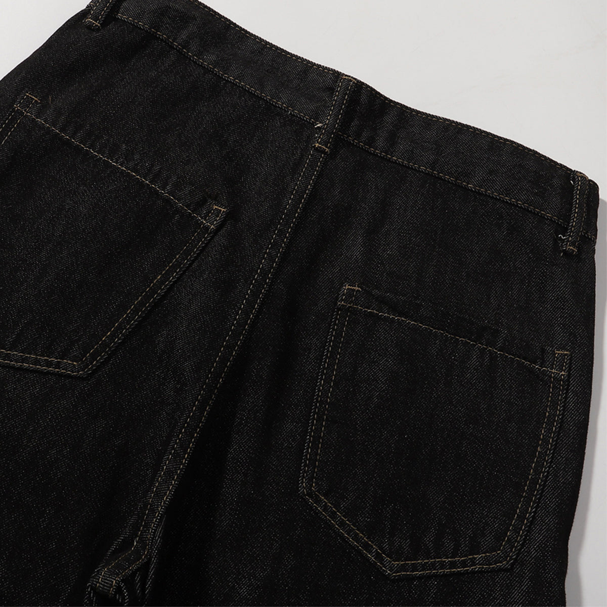 Contrast Stitching Detail Wide Leg Denim Pants