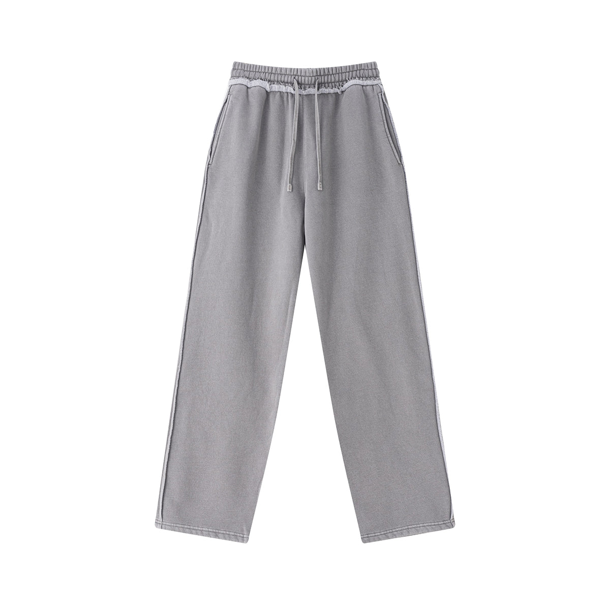 Raw Edge Straight Leg Fleece Sweatpants
