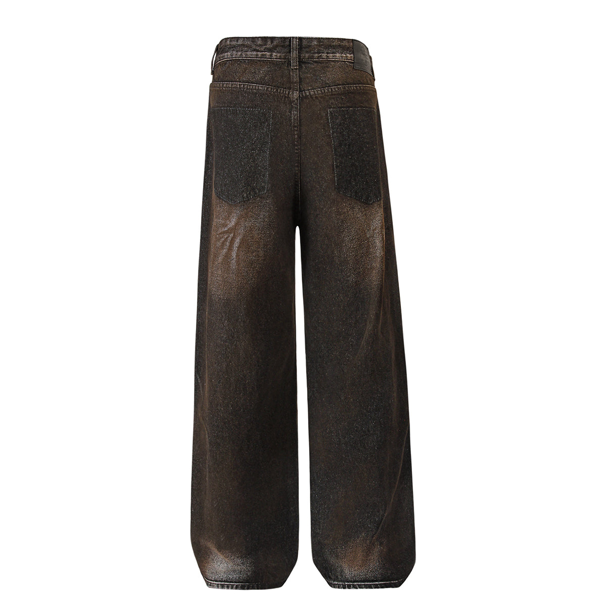 Acid Wash Destroyed Wide-Leg Jeans