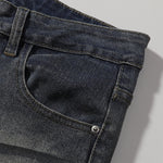 Distressed Dark Denim Vintage Wash Flared Jeans