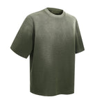 Waffle Knit Spray Dyed Distressed Raw Edge Tee