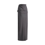 High Waist Ruched Knit Maxi Skirt