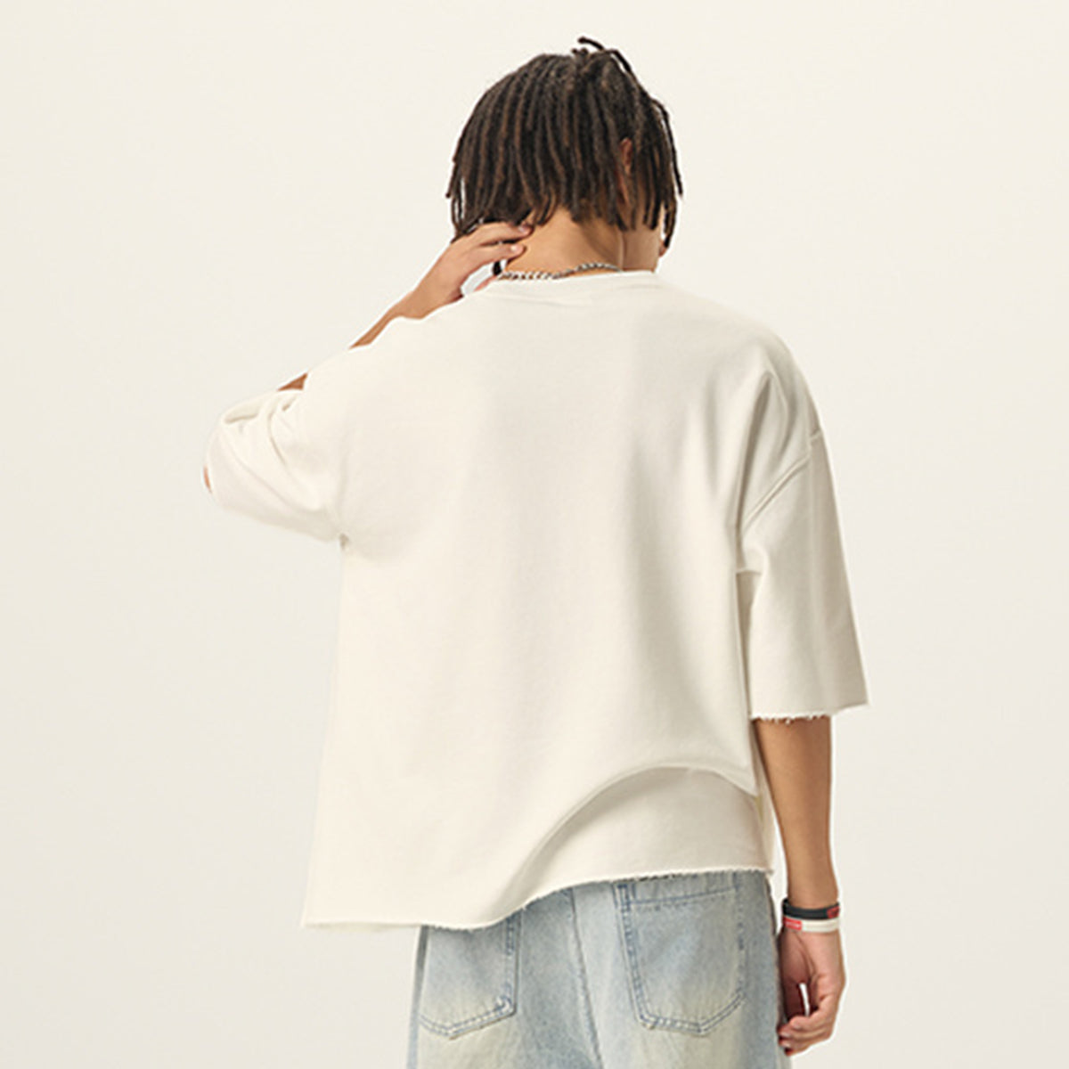 Boxy Cropped Raw Edge T-Shirt