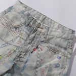 Digital Print Vintage Style Faux Denim Jeans