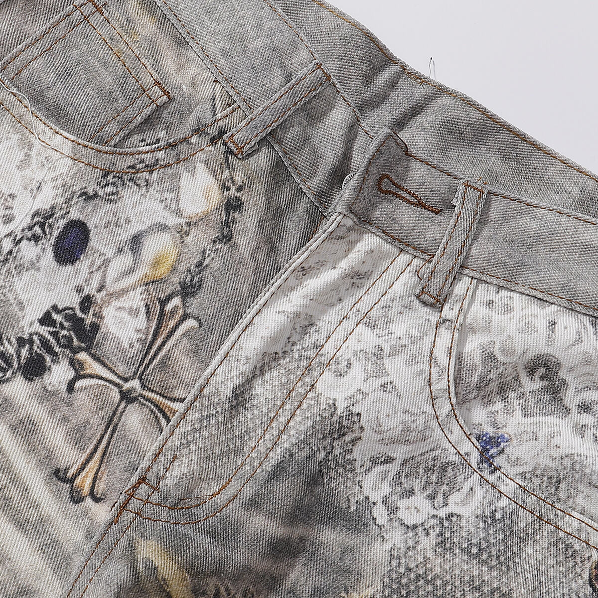 Streetwear Printed Straight Leg Jeans