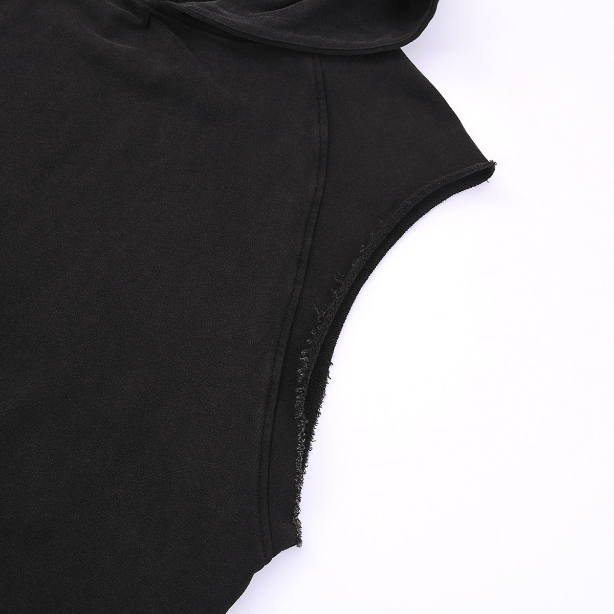 Raw Edge Sleeveless Muscle Hoodie