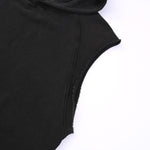 Raw Edge Sleeveless Muscle Hoodie