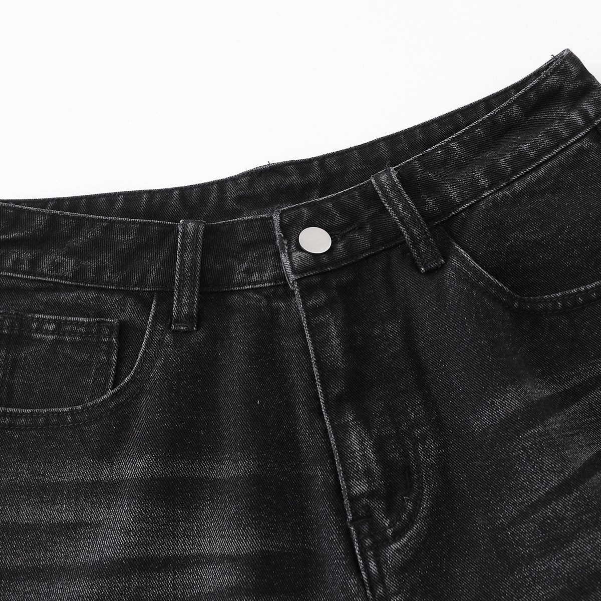 Ripped Patchwork Plaid Denim Bermuda Shorts