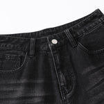 Ripped Patchwork Plaid Denim Bermuda Shorts