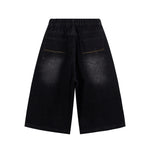 High Waist Wide Leg Ombre Denim Shorts