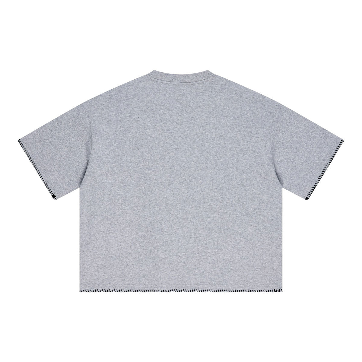 Oversized Minimal Tee Raw Edge Contrast Stitching
