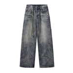 Decorative Rope Dark Wash Vintage Wide Leg Jeans