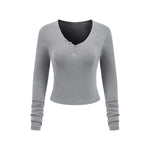 Long-Sleeve Ribbed Henley Top 8.25oz