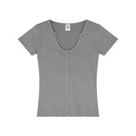 Fitted Rib-Knit V Neck T-Shirt 8.2oz