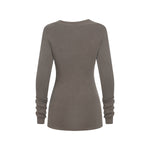 Asymmetric Neck Long Sleeve Ribbed Top