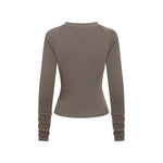 Crew-Neck Long Sleeve Ribbed Top