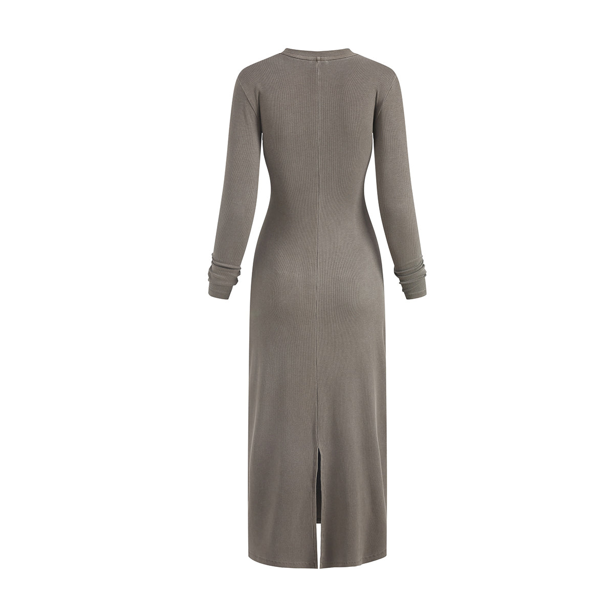 Slim Fit Long Sleeves Ribbed Midi Dress