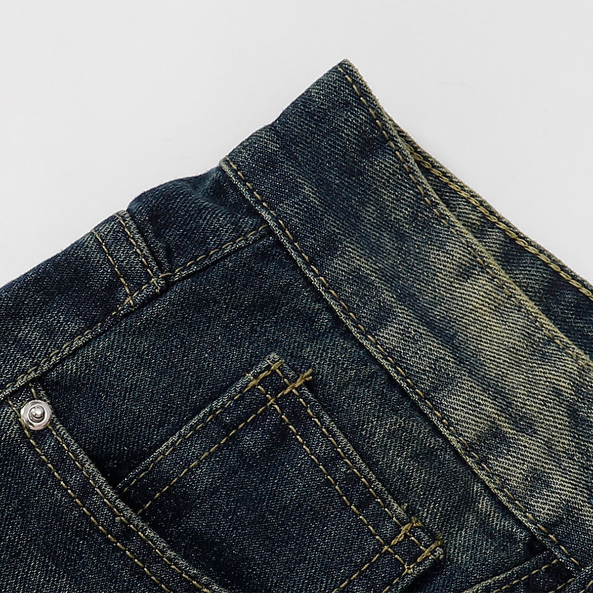 Straight Leg Distressed Denim Jeans