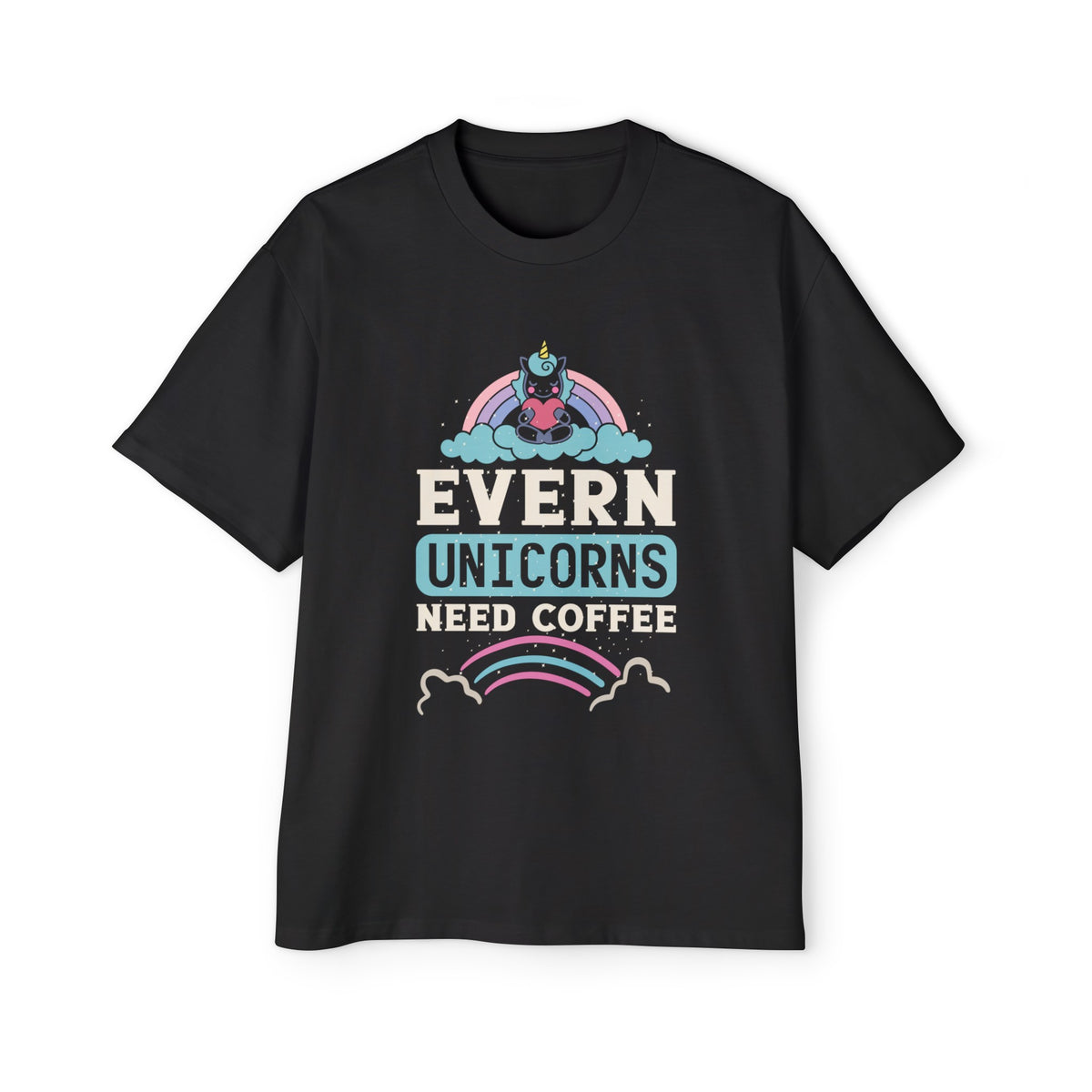 Evern Unicorns Need Coffee Graphic Tee-INNBLAC Fashion Apparel
