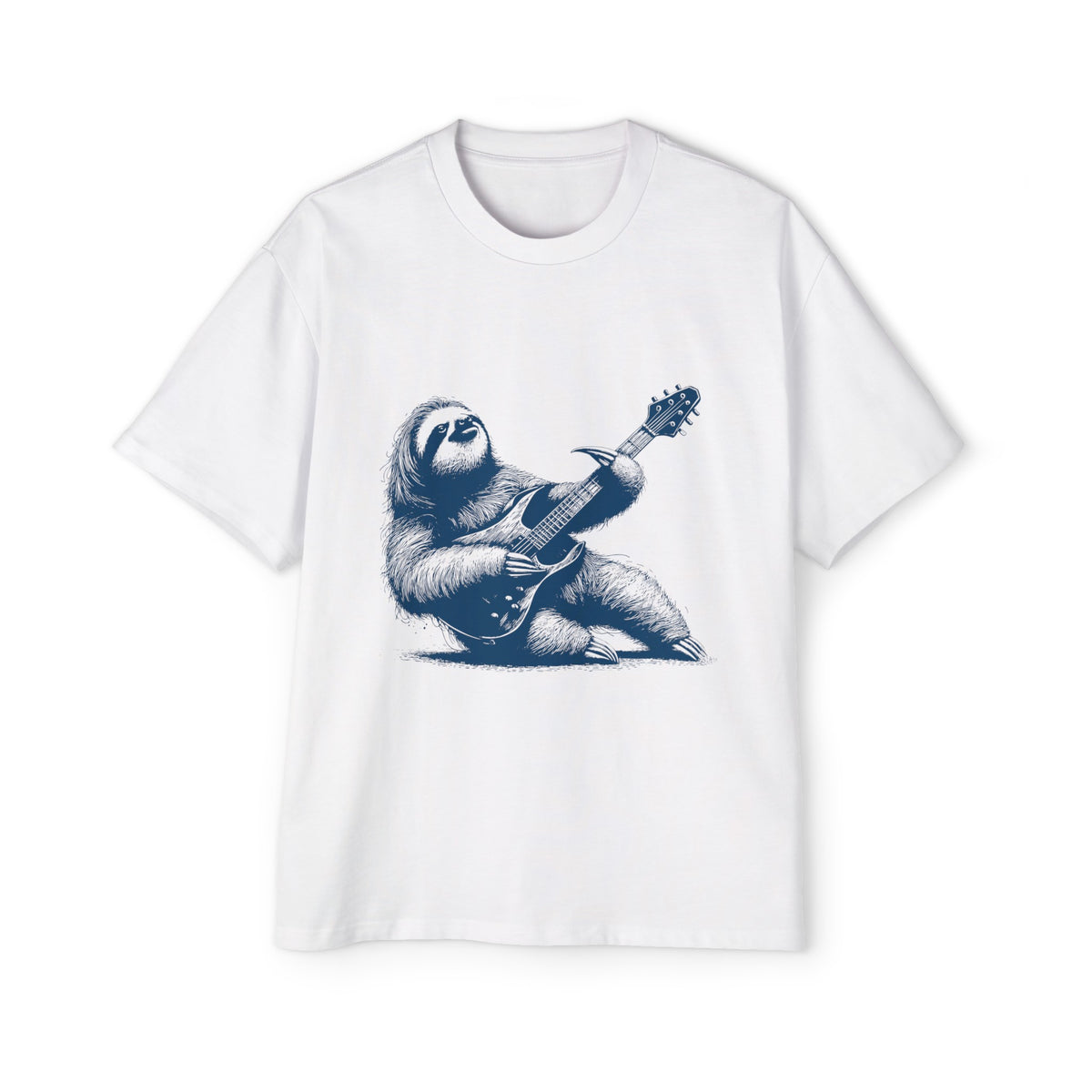Sloth Playing Guitar Rock Graphic Tee-INNBLAC Fashion Apparel