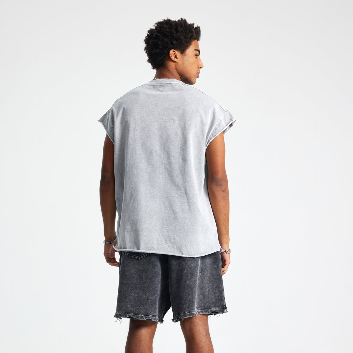 Washed Raw Edge Baggy Tank Top 8oz