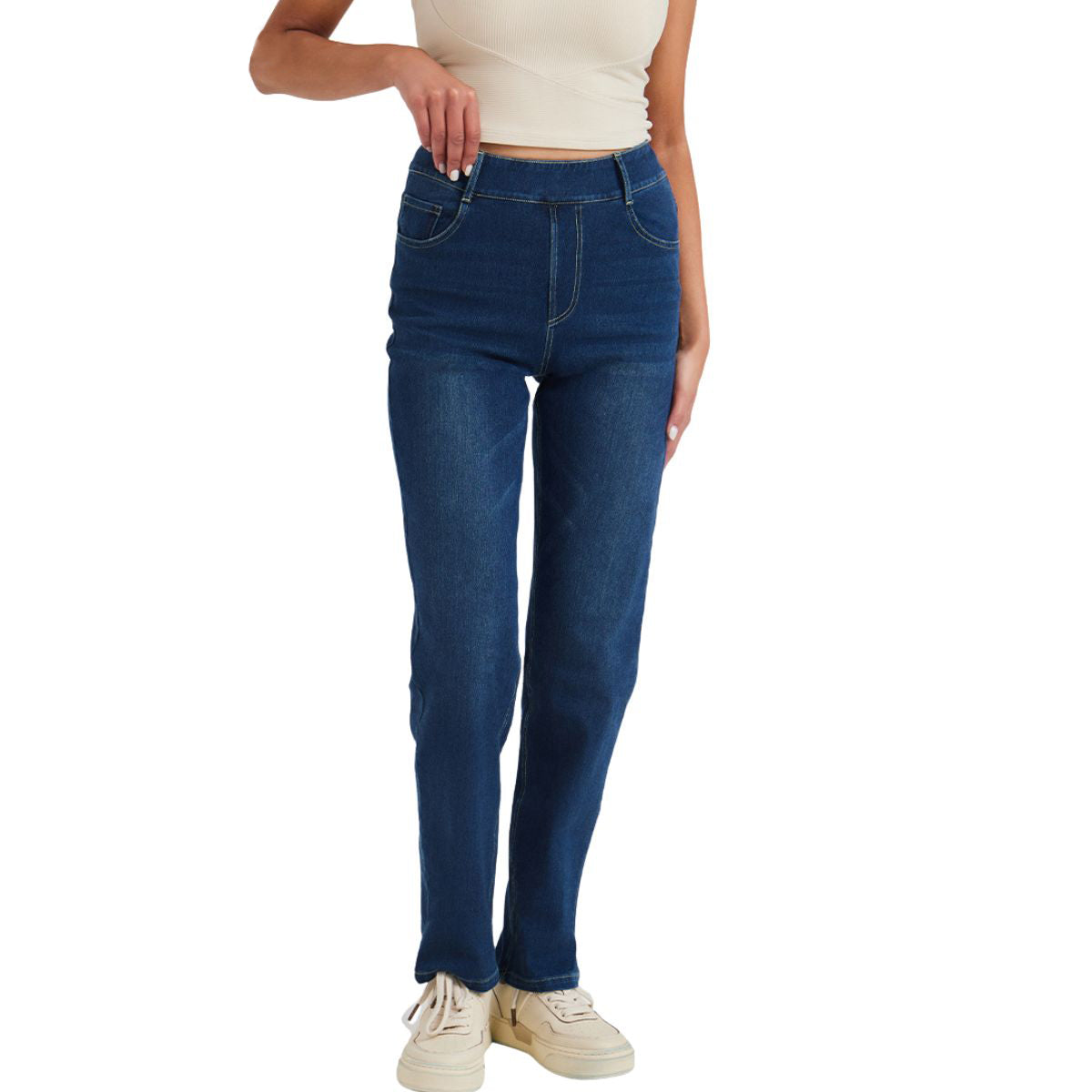 Relaxed Fit Washed Knit Denim Trousers