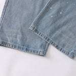 Light Blue Ripped Wide-Leg Jeans