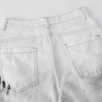 Ink-splatter Barrel Leg Denim Shorts