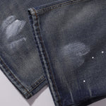 Splatter Wash Distressed Wide Leg Jeans