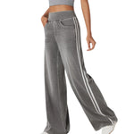 Vintage Washed Side Stripe Wide Leg Jeans