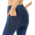 Crossover High Waist Stretch Denim Casual Skinny Shorts