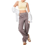 High Waist Stretch Cargo Wide Leg Jeans