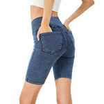 Crossover High Waist Stretch Denim Casual Skinny Shorts